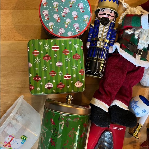 Christmas Decoration Lot- Ornaments, Santa, Containers, Snowflake Candle & more - Picture 2 of 5